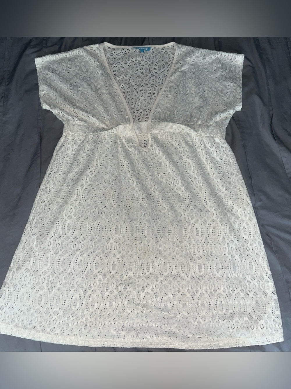 White Lace V-Neck Bathing Suit Cover-Up